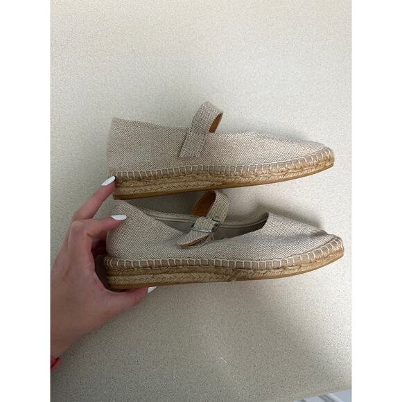 Naguisa Miru Lino Canvas Mary Jane Espadrilles Platform Flats Coastal Size 7 - Picture 3 of 9